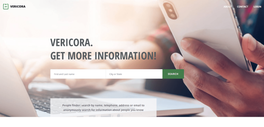 Vericora homepage and search