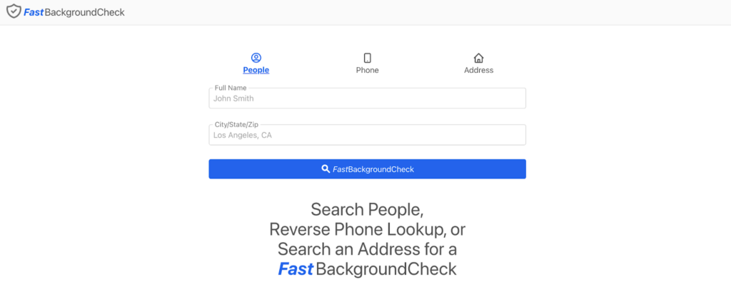 FastBackgroundCheck homepage