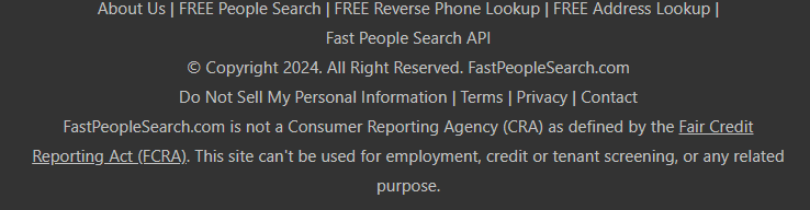FastPeopleSearch footer