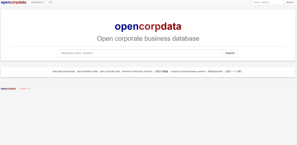 OpenCorpData homepage