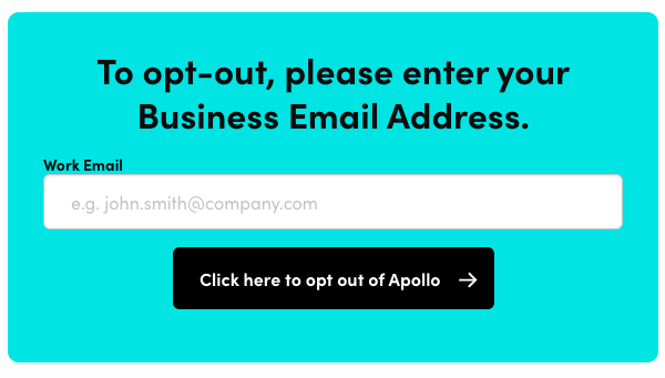 Apollo.io opt out form - work email