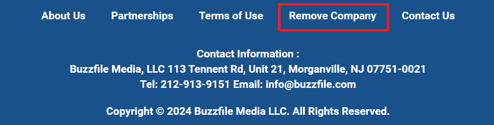 Buzzfile footer - remove company link
