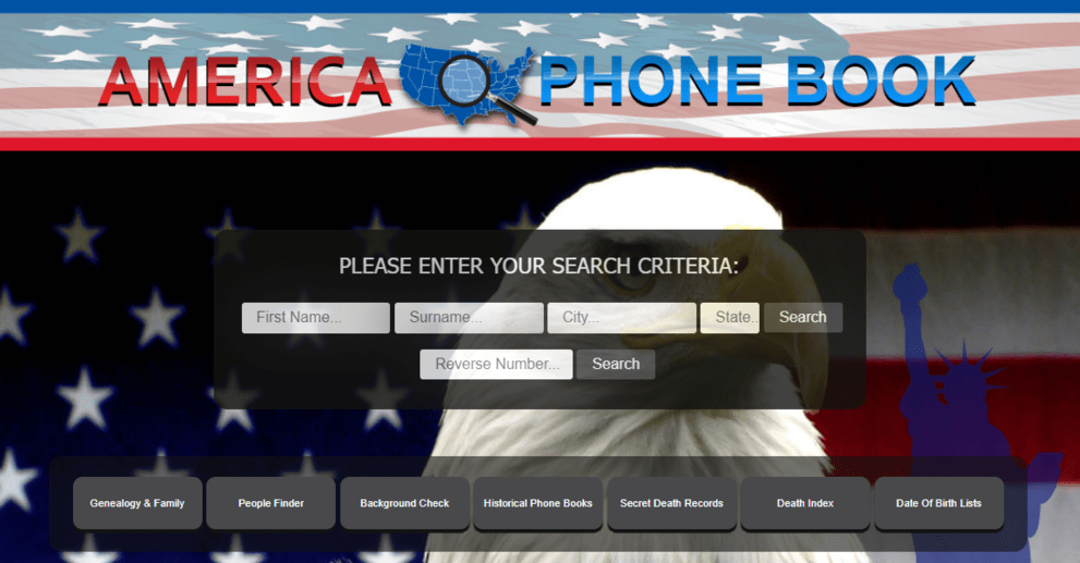 America Phone Book homepage