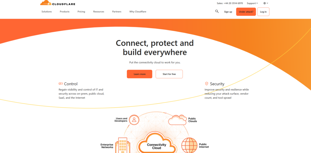 Cloudflare homepage