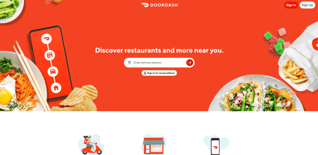 DoorDash homepage