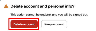 CVS "Delete account" button