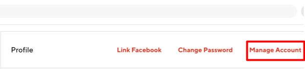 DoorDash "Manage Account" button