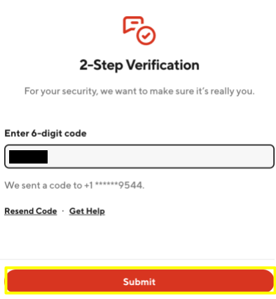 DoorDash 2-step verification