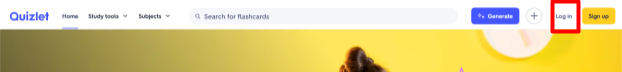 Quizlet "Log In" button
