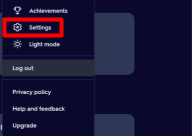 Quizlet "Settings" link