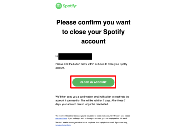 Spotify email confirmation link