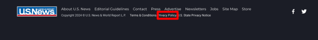 US News privacy policy link in the footer