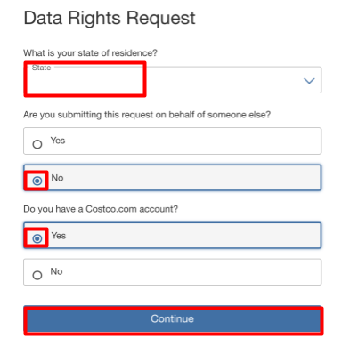 Costco select your state