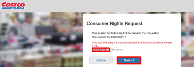 Costco upload proof of identity documents