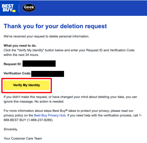 BestBuy email to verify your identity