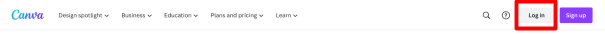 Canva "Log In" button