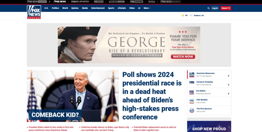 Fox News homepage