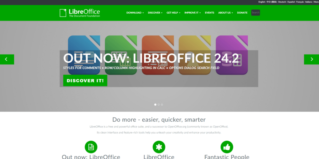 LibreOffice homepage