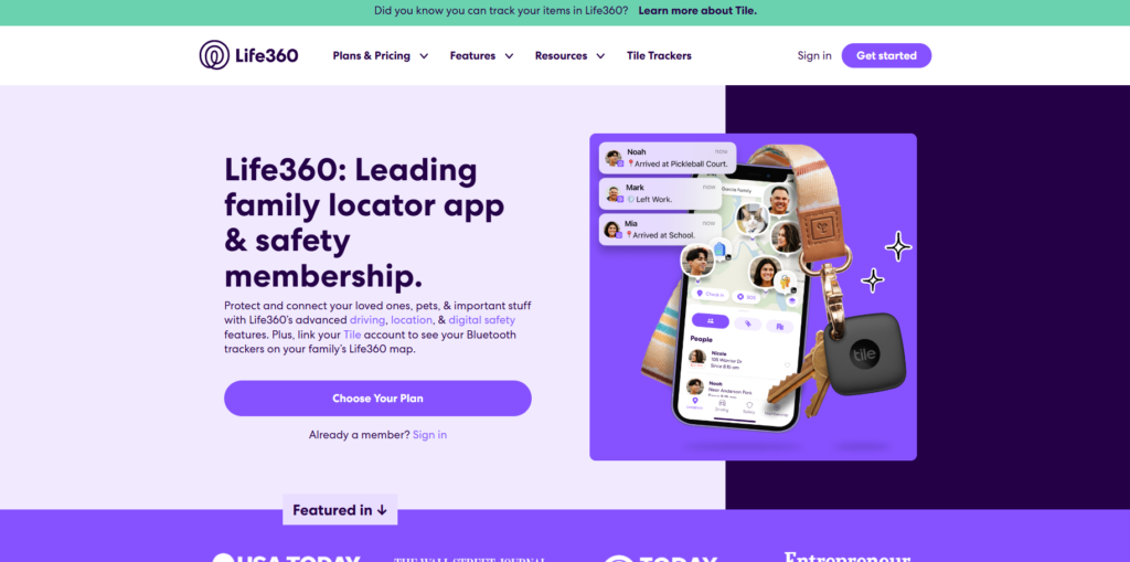 Life360 homepage