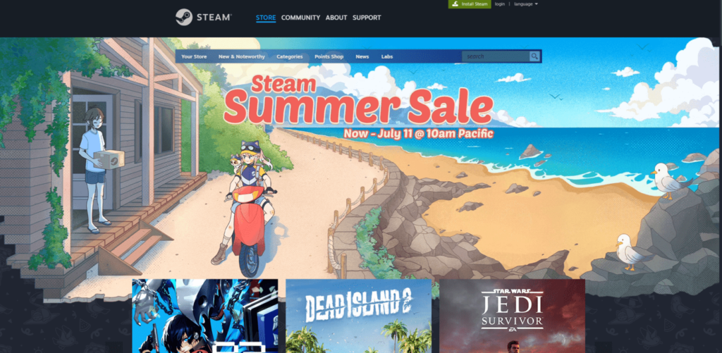 Steam homepage