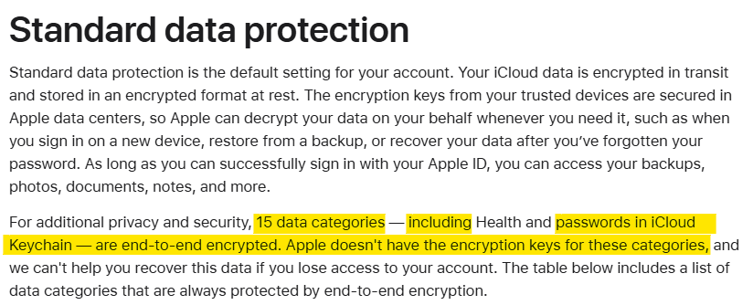 iCloud data protection