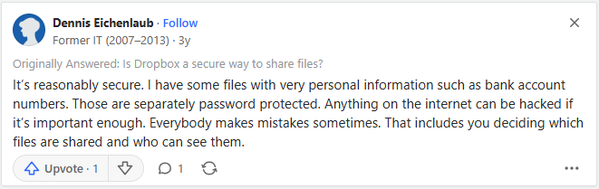 Quora post about Dropbox