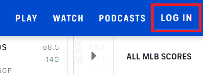 CBS Sports "Log In" button
