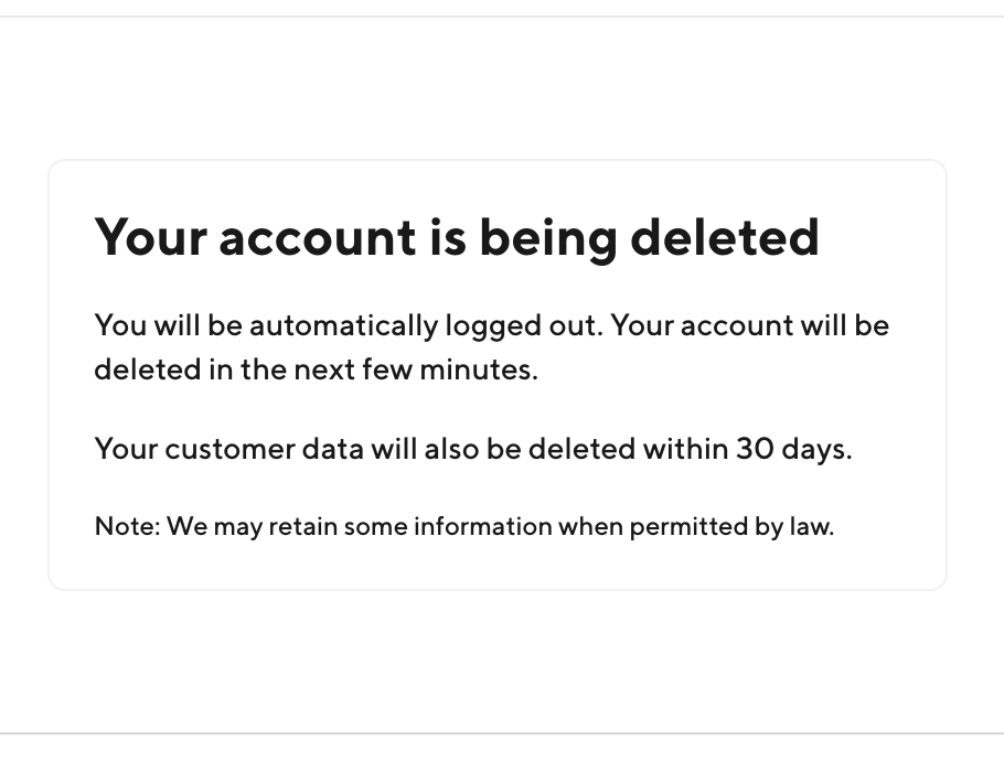 DoorDash your account is being deleted notification