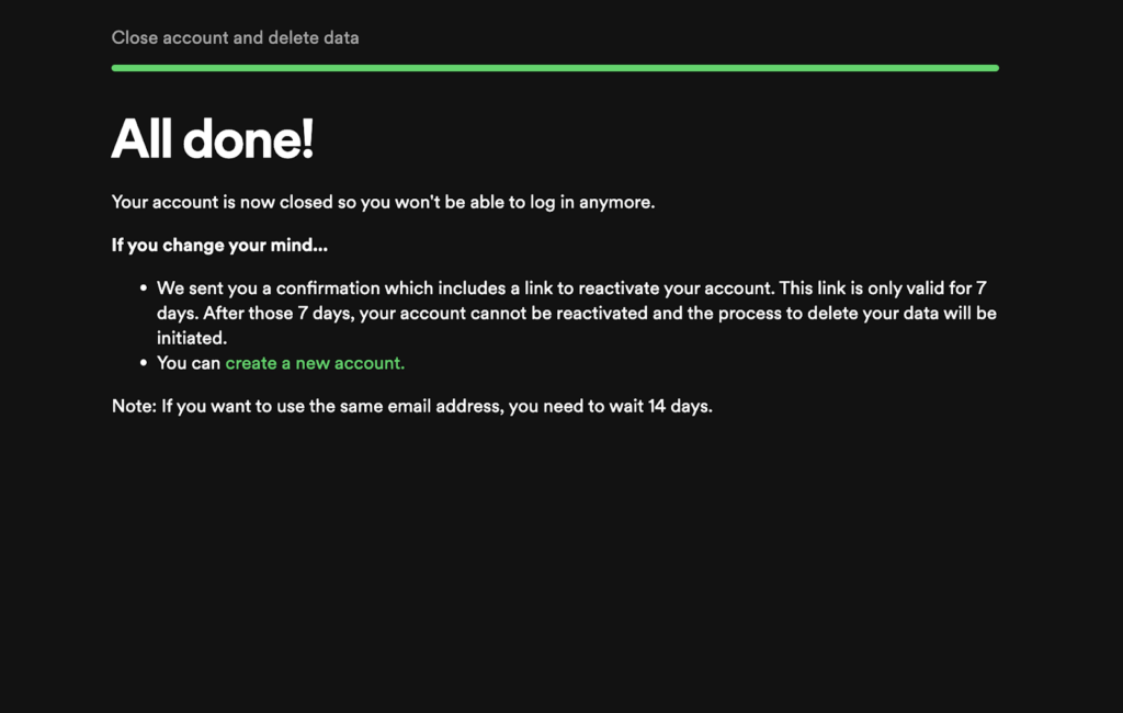 Spotify deletion confirmation