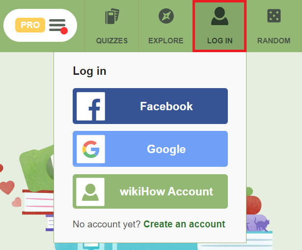 wikiHow "Log In" link