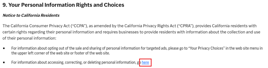 Section 0 of APNews privacy policy