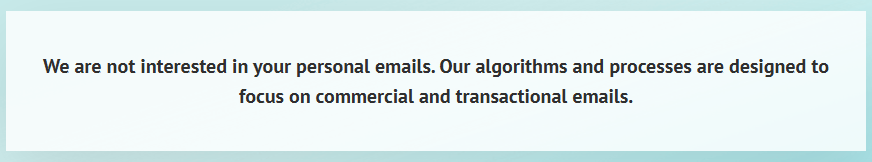 Unroll.me website saying they're not interested in personal emails