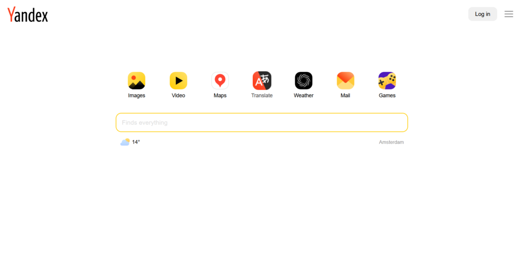 Yandex homepage