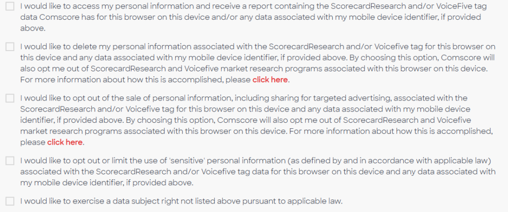 Comscore opt out form - privacy rights