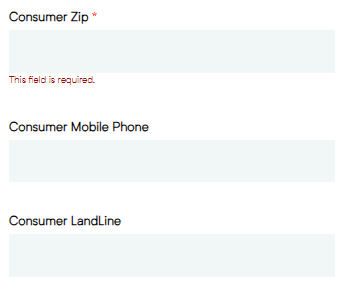 DataPartners form zip and phone number fields