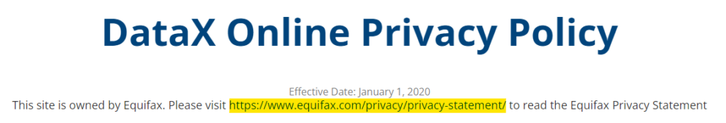 DataX Online Privacy Policy