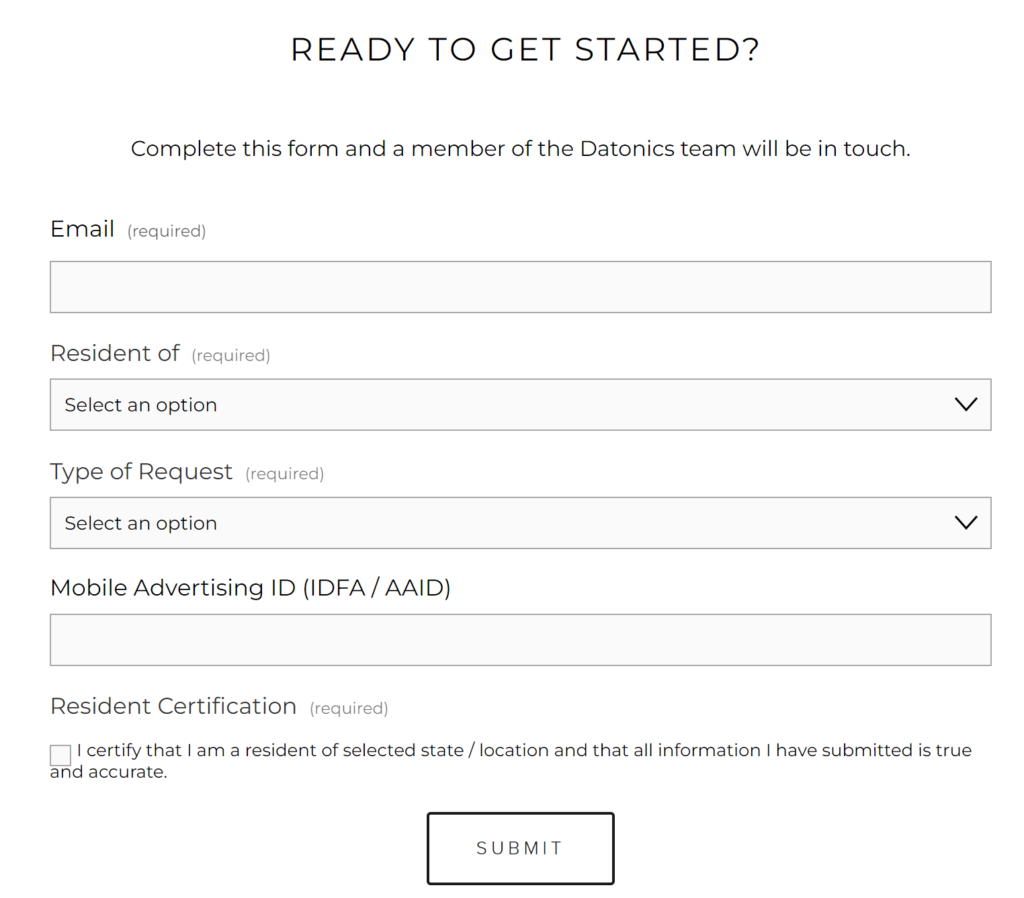Datonics opt out form
