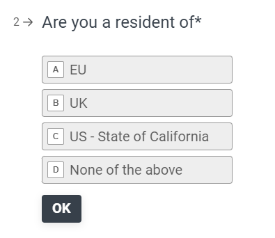 LeadIQ form - where are you a resident of 