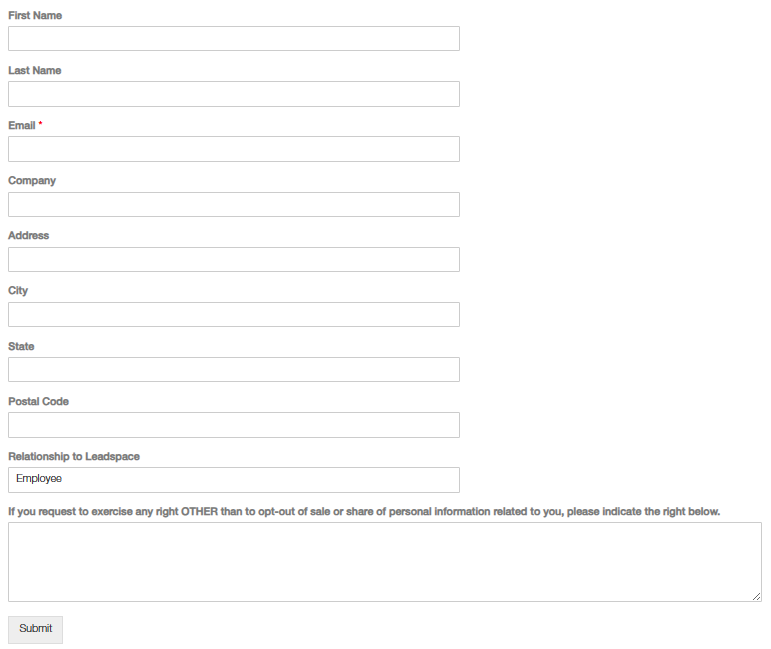 Leadspace opt out form