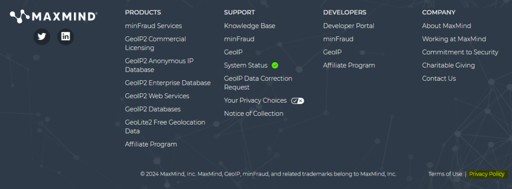MaxMind footer