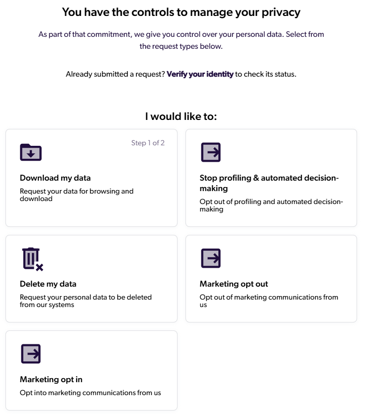 PeopleDataLabs privacy options