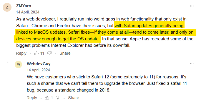 Safari vs Chrome forum discussion 