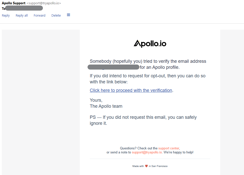 Apollo opt out email