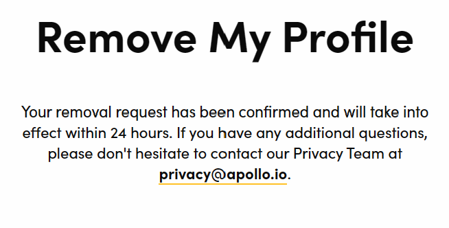 Apollo removal request confirmation 