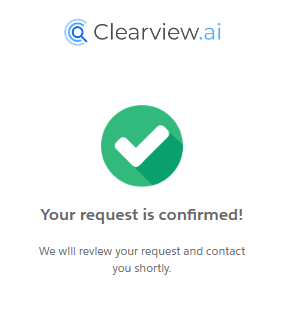 Clearview AI opt out request confirmation message