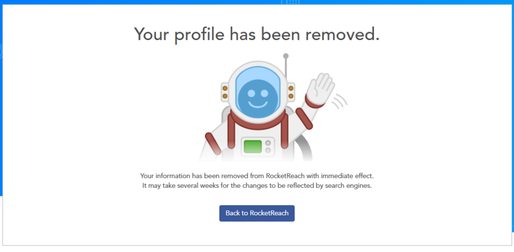 Your RocketReach profile has been removed