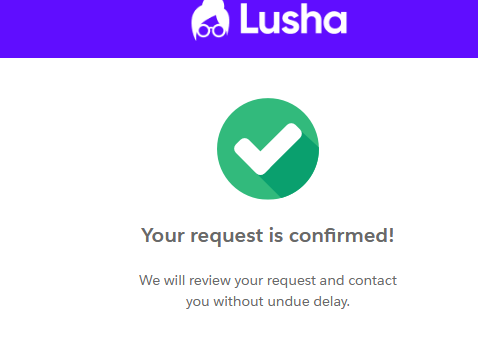 Lusha opt out request confirmation