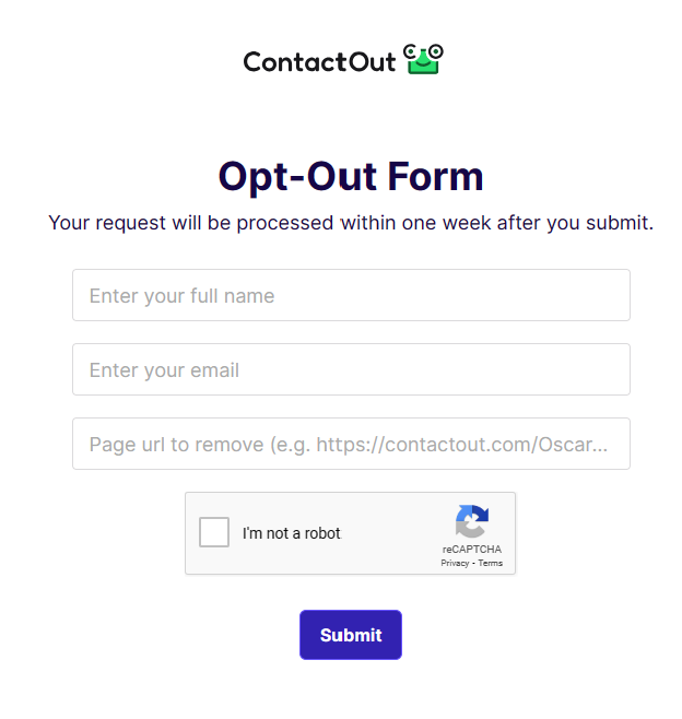 ContactOut opt out form