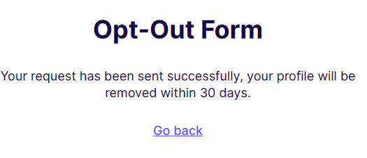 ContactOut opt out request sent successfully 