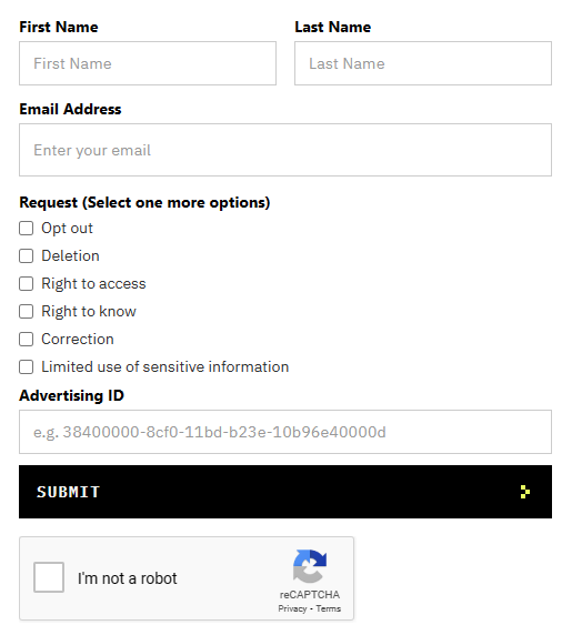 Veraset opt out form